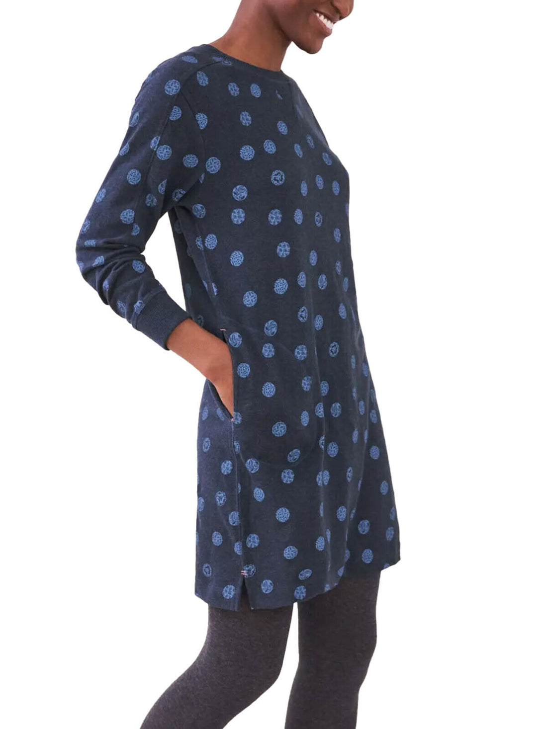 EX WHITE STUFF Navy Layla Spot Sweat Dress in Sizes 8, 14, 16 RRP £55