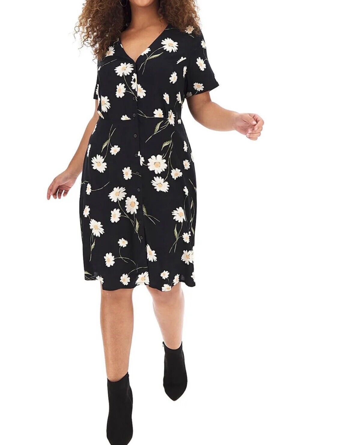 Simply Be Black Floral Daisy Shift Tea Dress in Sizes 14 or 24