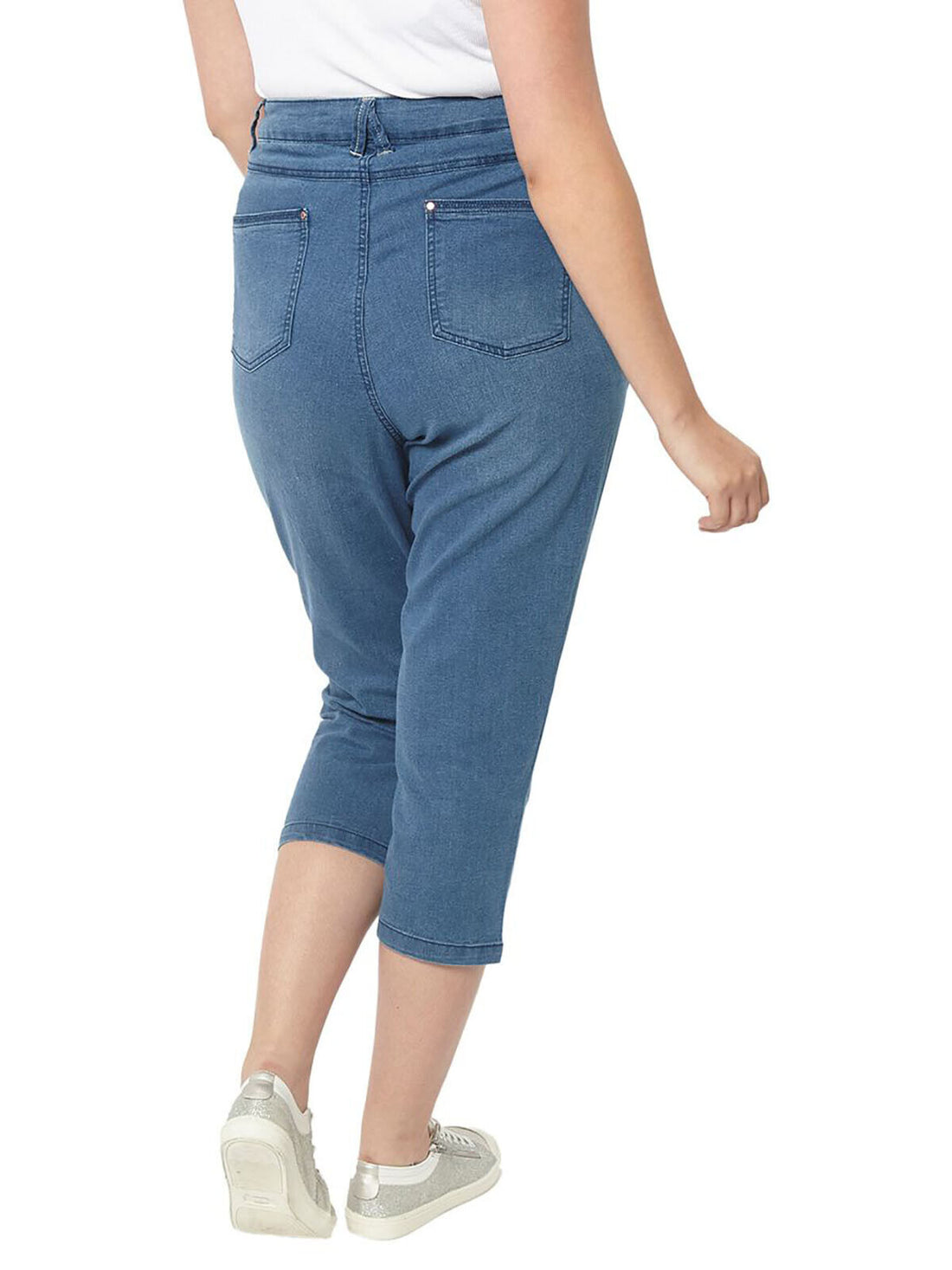 EX EVANS Blue-Denim Cropped Denim Jeans in Size 30