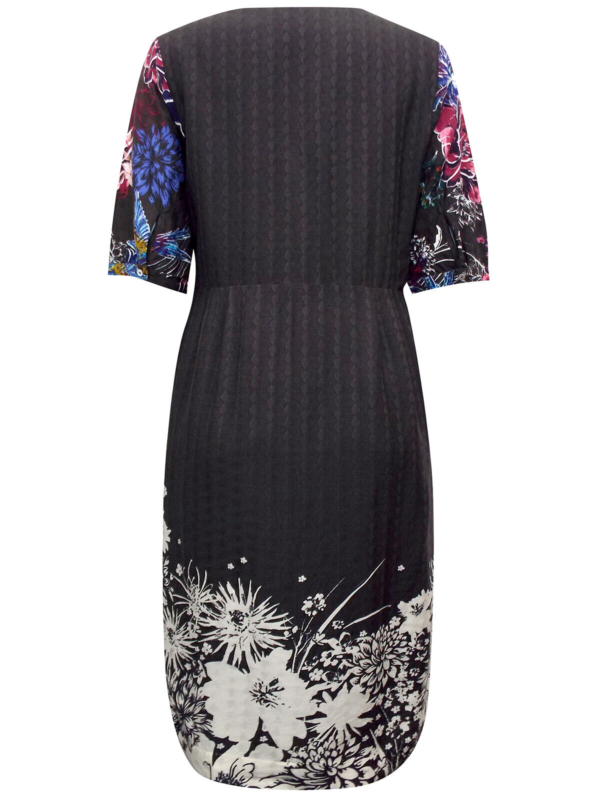 EX WHITE STUFF Charcoal Multi Print Erina OVERSIZED Woven Dress Size 10  RRP £75