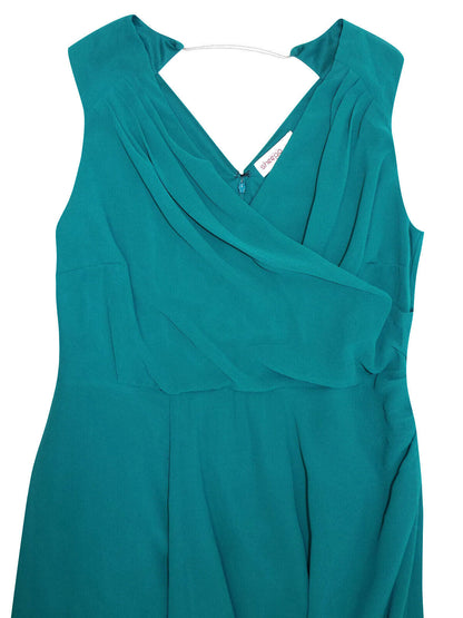 Sheego Green Sleeveless Chiffon Wrap Dress in Size 16