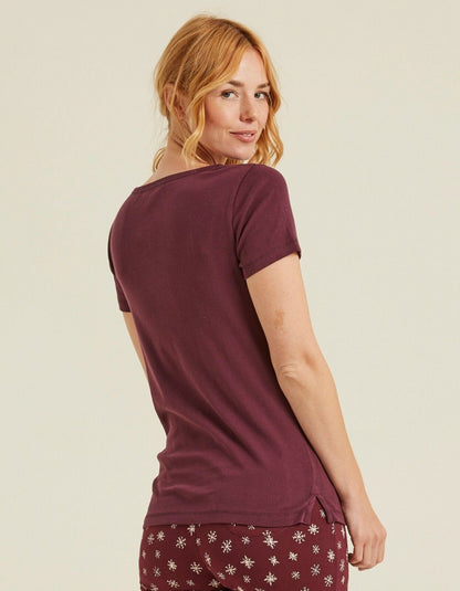 EX Fat Face Deep Berry Pure Cotton Maple T-Shirt in Size 12 RRP £24.50