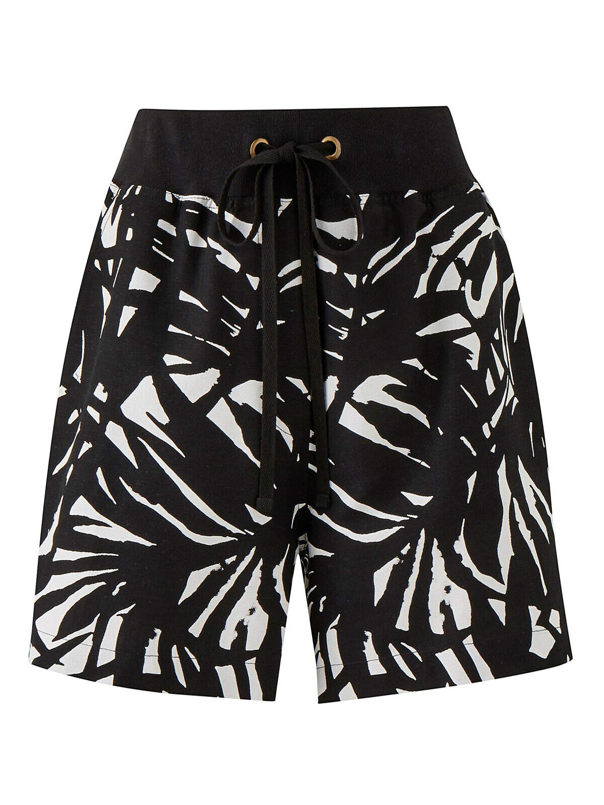 New Capsule Black Linen Blend Printed Slouch Shorts in Sizes 30