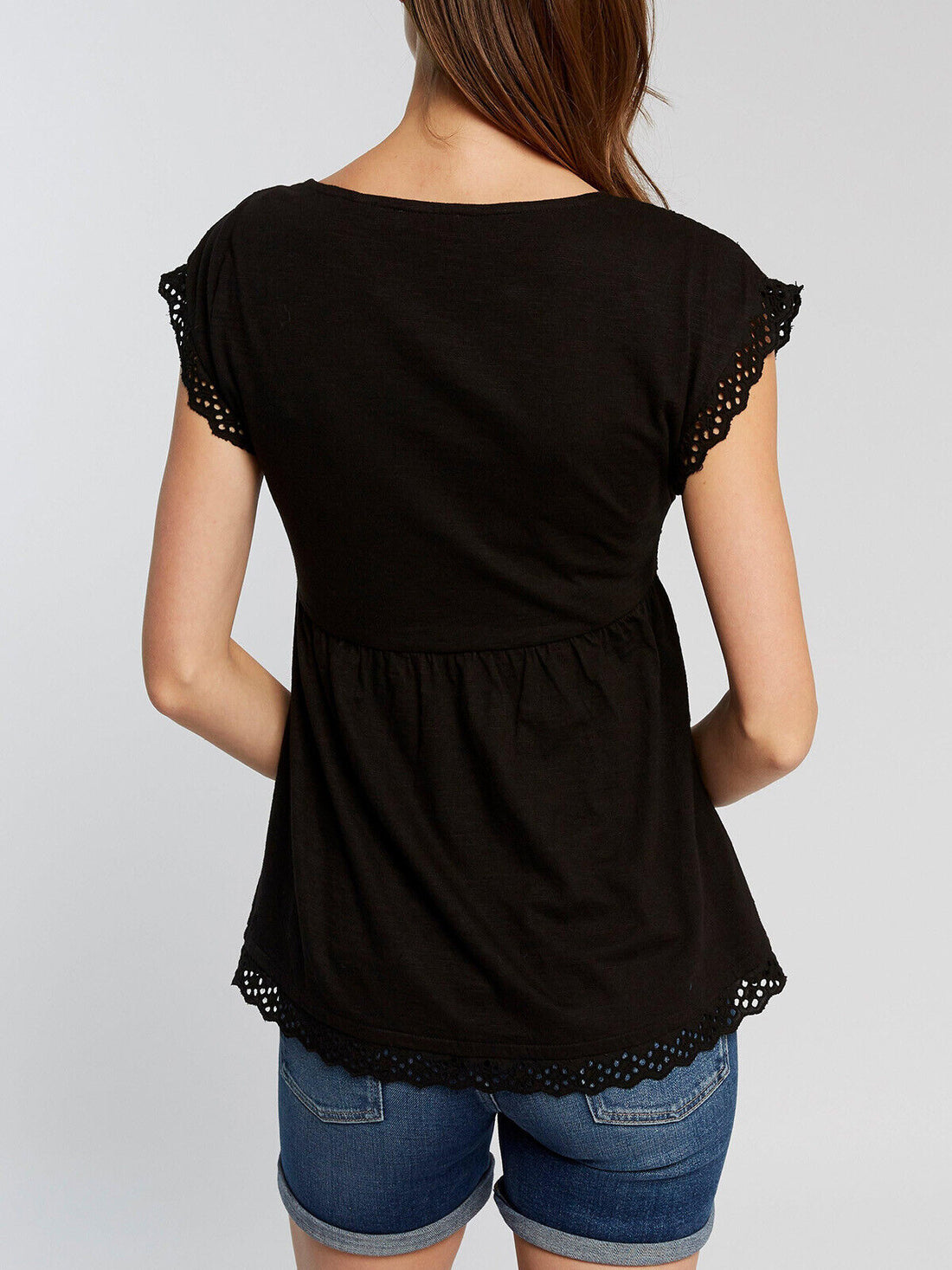 EX Fat Face Black Orchid Broderie Top in Size 10 RRP £35