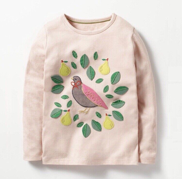 EX Mini Boden Partridge &amp; Pear Tree Applique Top Ages 4-10 Years Christmas