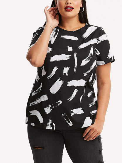 Capsule Black/White Printed Drop Sleeve Shell Top in Size 24