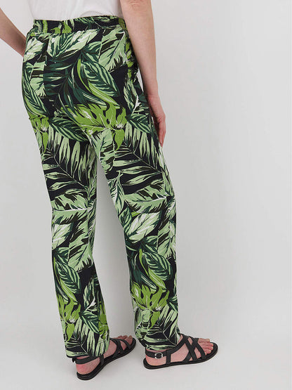 Capsule Green Linen Blend Floral Print Trousers in Size 24