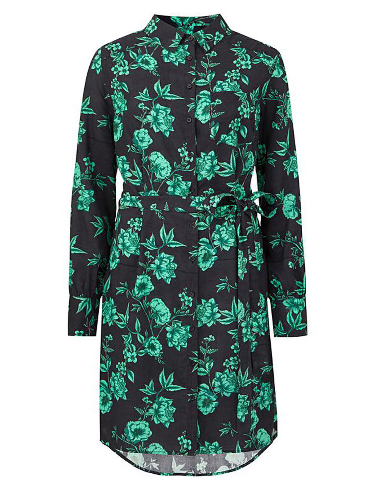 New Capsule Green Floral Print Shirt Dress in Size 16 NO TIE BELT